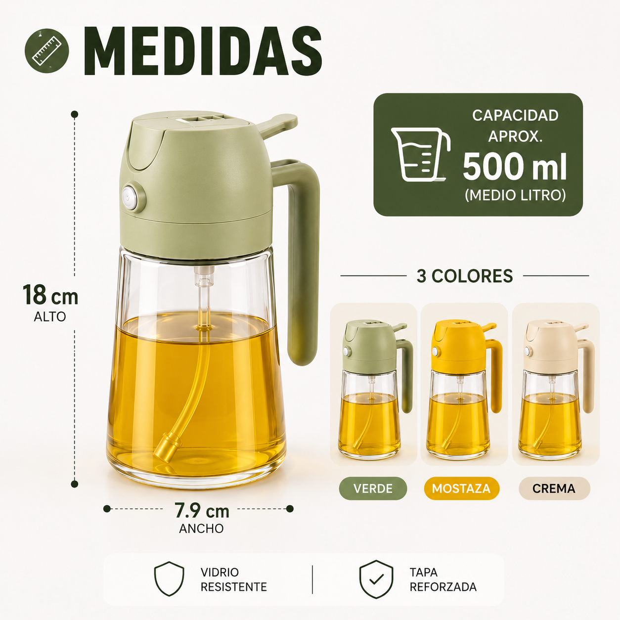 Dispensador de Aceite 2 en 1 | Pulverizador y Vertedor Antigoteo