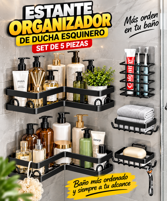 Estante Organizador de Ducha Esquinero ( set 5 piezas)