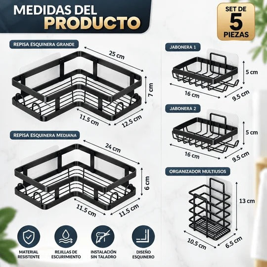 Estante Organizador de Ducha Esquinero ( set 5 piezas)
