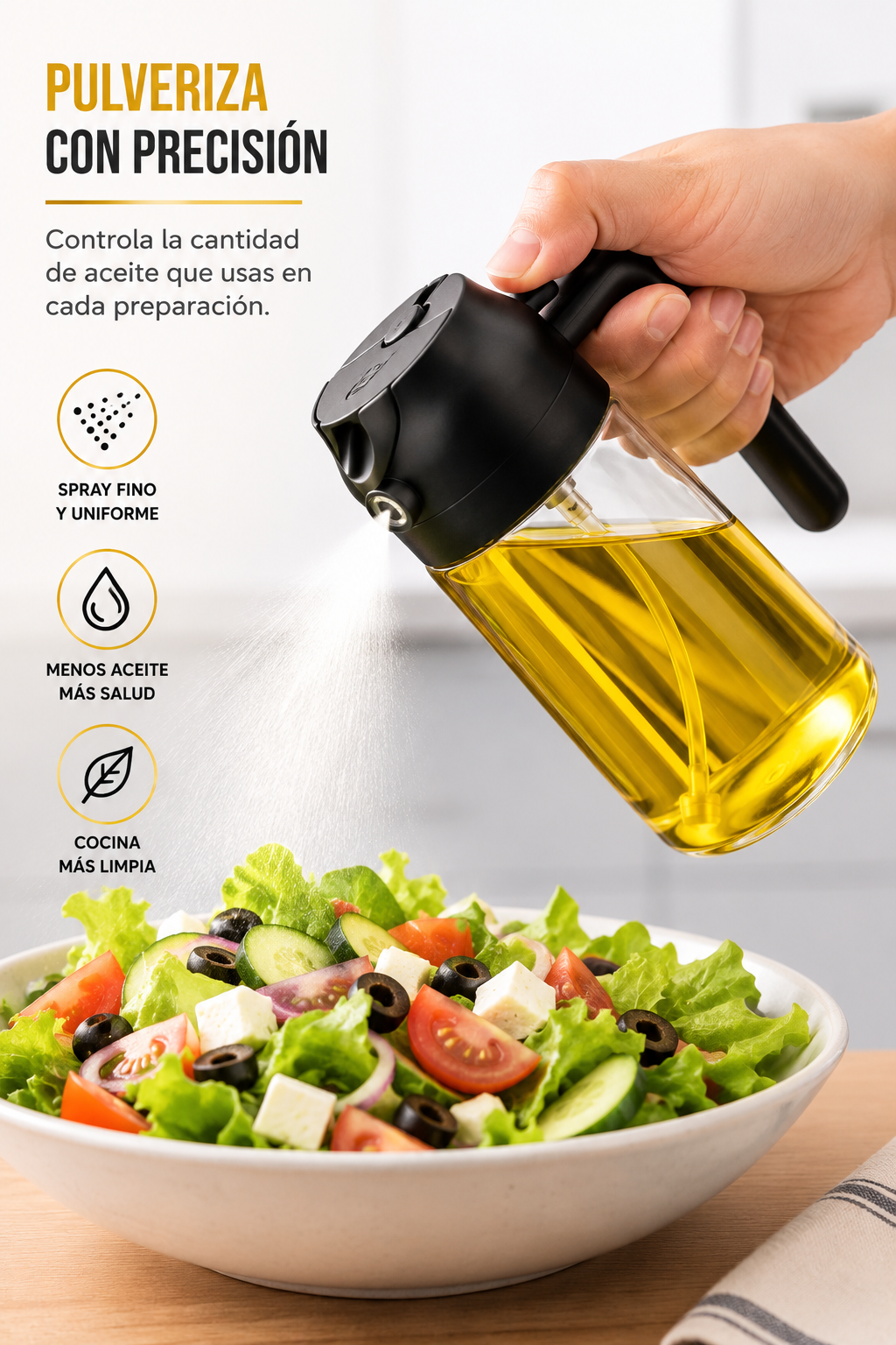 Dispensador de Aceite 2 en 1 | Pulverizador y Vertedor Antigoteo