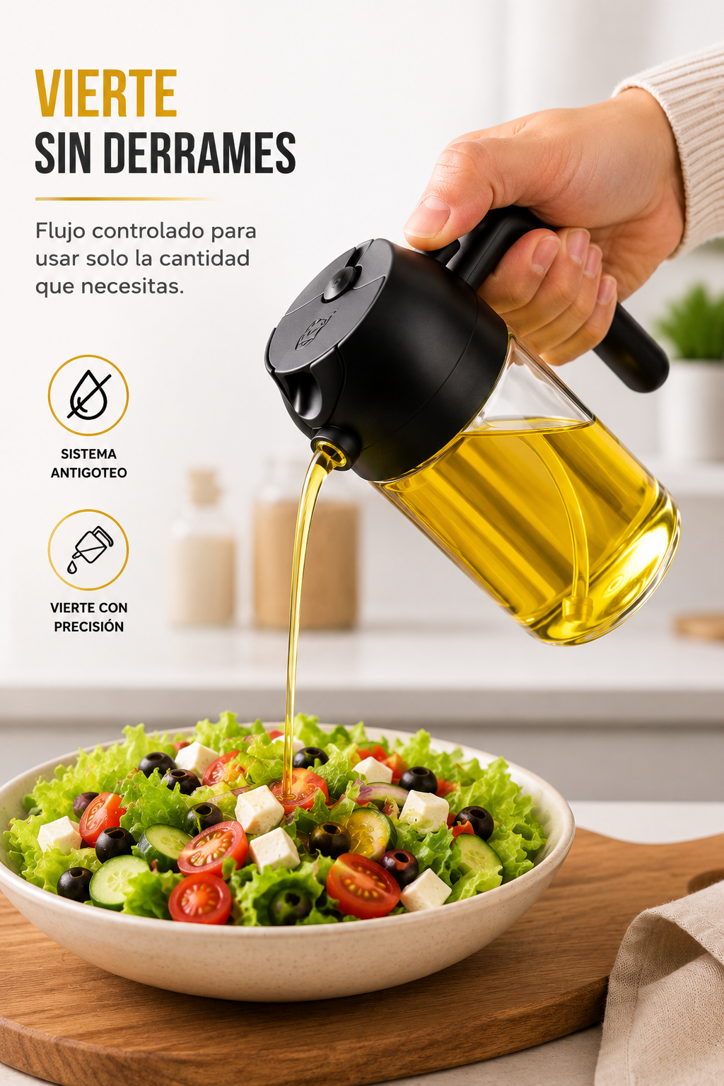 Dispensador de Aceite 2 en 1 | Pulverizador y Vertedor Antigoteo
